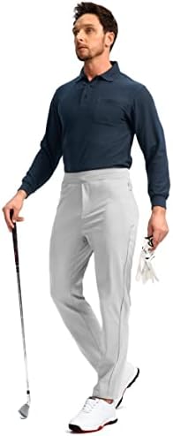 Calças de golfe masculinas de Pudolla esticam calça de moletom com bolsos com zíper Slim Fit