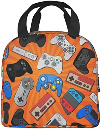 Duduho Video Game Controller Background Saco de lancheira Compact Bag Bag Gamepad Pattern Reutilable