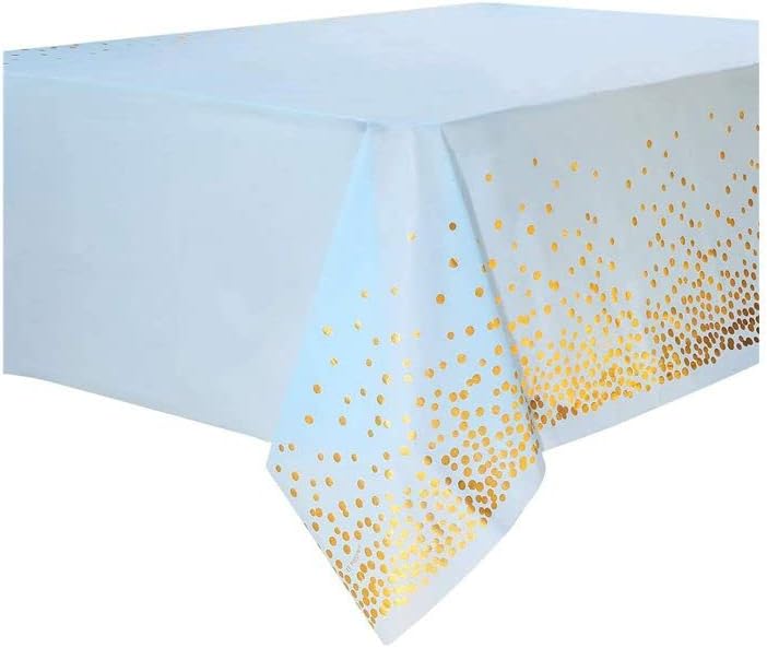 Norzee 16 Pacote para toalhas de mesa plásticas descartáveis ​​brancas, tampas de mesa retangulares de confete