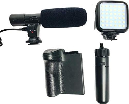 DigiPower Siga -me Goviral Vlogging Kit para câmeras e telefones | Com microfone, 36 luz LED, aderência