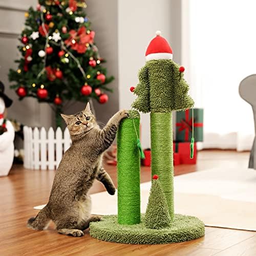 Tddgg gato festivo arranhando pós -cactus torre Tower com sisal corda gato de gato quadro com decoração de natal
