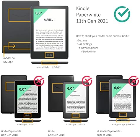 Case Kalibri Compatível com Kindle Paperwhite 11. Geração 2021 - Caso de capa de proteção e e -reader de