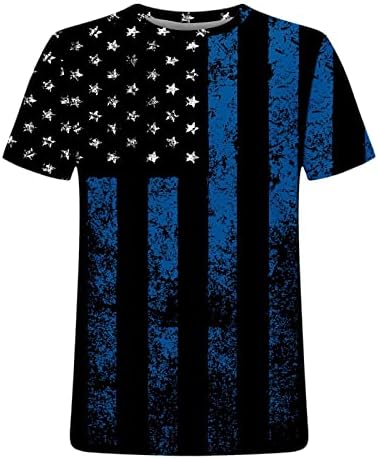 Camiseta masculina, 4 de julho Funny T camisetas gráficas 3D Impressão de verão Tops EUA American Flag