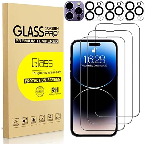 [3+3 pacote] Protetores de tela TOTEXIL para iPhone 14 Pro 6,1 polegadas com protetores de lentes da câmera,