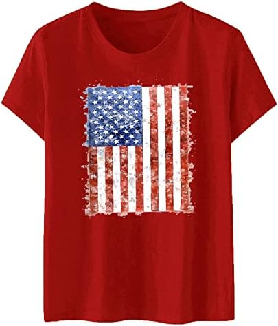 4 de julho camisetas camisetas para mulheres de verão manga curta o pescoço túnicos tops American