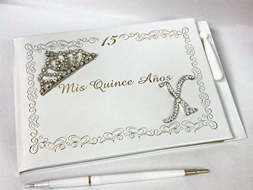 Livro de visitas a Mis Quince Anos Libro de Firmas com decoração de tiara e livro de assinatura da