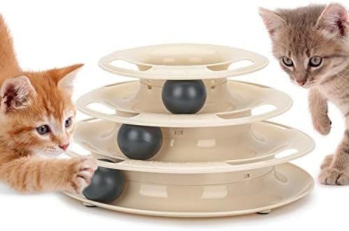CMPrits Cat Toy Ball Track, Nível divertido de jogo interativo - pista circular com bolas em movimento para caçar