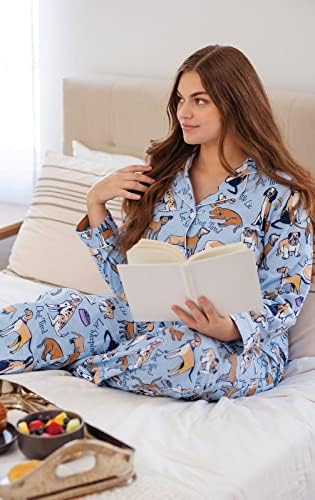 Pijamagram Flanela Pijamas Mulheres - Pijamas de flanela feminina, amante de animais de estimação
