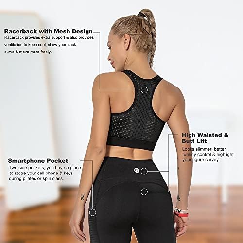 RockLeo Workoutfits-for Women 2 peças Yoga-Outfits Workout-Settets-Pernelas de cintura alta e conjunto