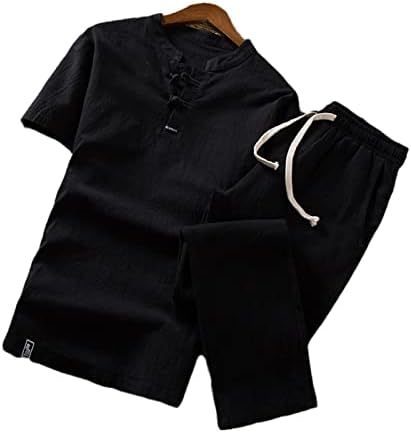 Linho zen chá tee tampes calças kung fu uniforme casual camiseta solta camiseta chinesa retro estilo