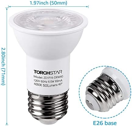 Torchstar 6 pacote par16 pacote de lâmpadas LEDs 6 pacote de 4 polegadas Recado
