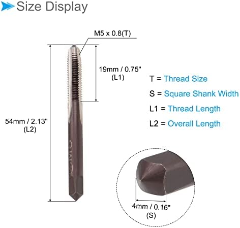 Tapas de rosqueamento de mão de cocud, m5 x 0,8 rosca, ferramenta métrica ferramenta de aço para parafuso