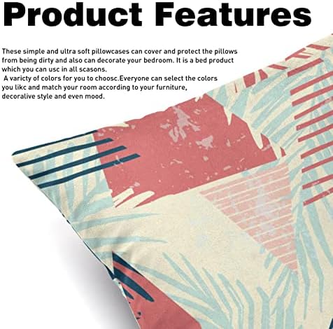 Conjunto VBFOFBV de 2 capas de travesseiros lombares, decorações suaves para decoração de fazenda em casa, listras de triângulo tropical folhas modernas
