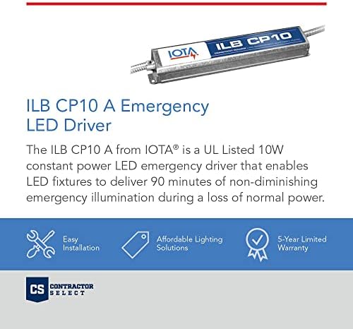IOTA 10W Driver de LED de emergência para luminárias LED de classe 2. Saída constante de potência. Entrada universal