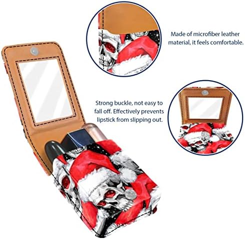 Cavel Christmas Santa Lipstick Case With Mirror for Purse Portable Case Holder Organization