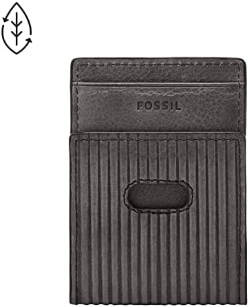Caixa de cartão magnético minimalista de couro masculino fóssil com carteira de bolso dianteiro