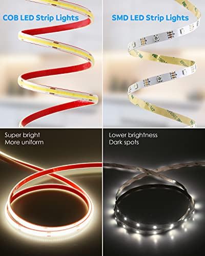 Luzes de faixa de led de esporos aclorol Branco natural 11ft/3,3m 4000k fcob flexam fita LED