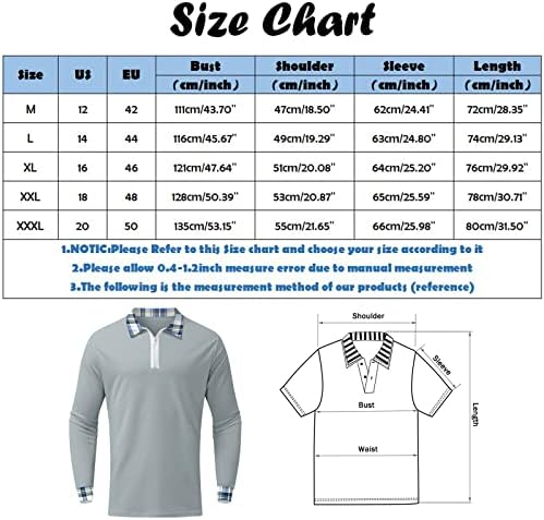 Wocachi 2022 Camisas de pólo para homens, manga longa de manga xadrez colarinho de golfe tops de rua