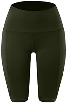 Shorts de motociclista bblulu para mulheres com bolsos, shorts de treino de ioga de altura feminina