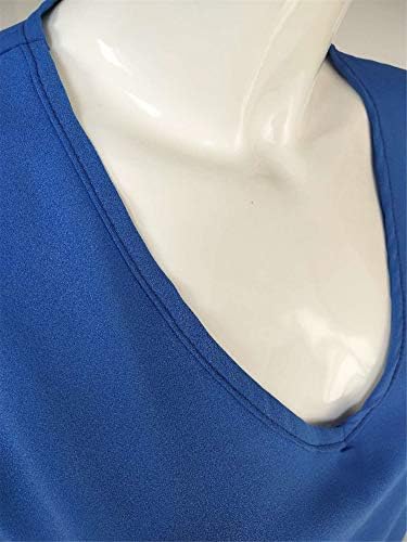 Andongnywell Women's Casual V Blouse de pescoço 3/4 camisa de malha de manga de sino camisa de chiffon solta