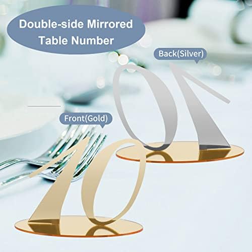 Números de mesa com suportes de suportes elegantes números de tabela de tabela Gold espelho de tabela