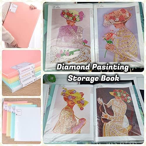 A3 30 PAGS Diamond Painting Storage Book, Livro de armazenamento de pintura 30 Bolsos transparentes Mangas