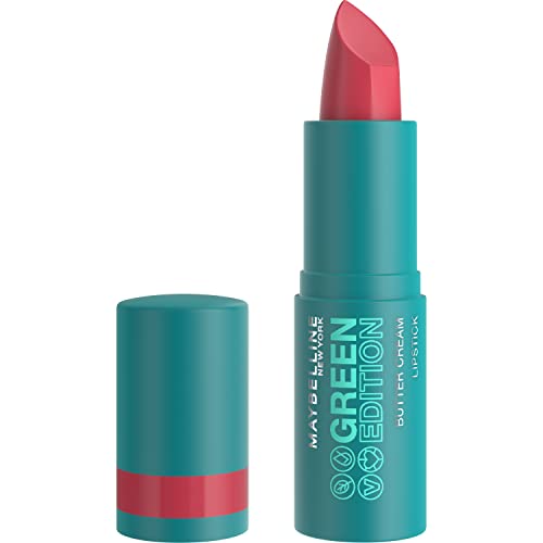 Maybelline Green Edition Butter Cream High Pigment Bullet Lipstick, floral, rosa cremoso, 0,12 oz