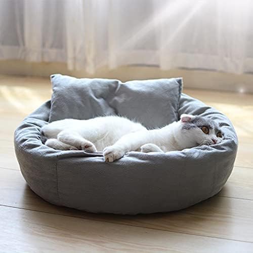 Cama de gato para gatos internos, cama redonda de animais de estimação para gatos de cães, cama de almofada