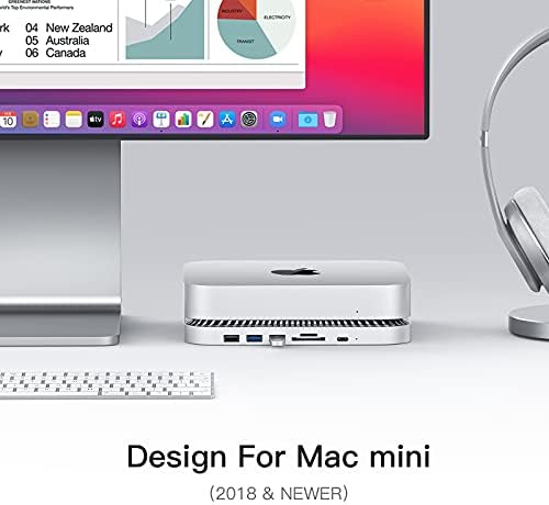 Hub USB-C com gabinete do disco rígido para Mac Mini M1, estação de docking tipo C com slot