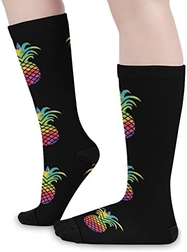 Colorido colorido de abacaxi combinando meias altas esportes de moda meias quentes para homens mulheres