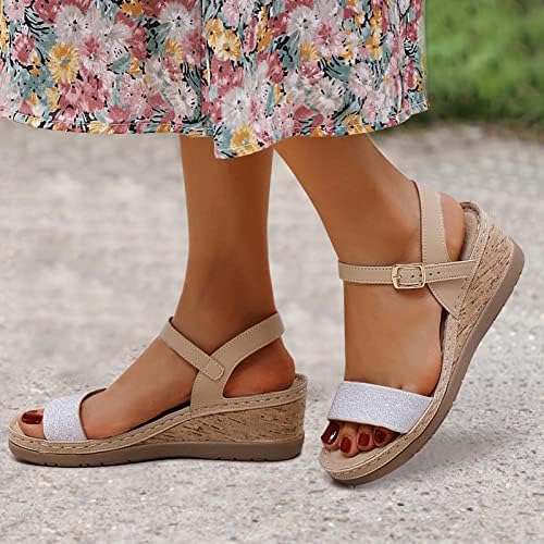 Sandálias de cunha para mulheres com moda de verão elegante aberta de toe de tiras à prova d'água sapatos casuais