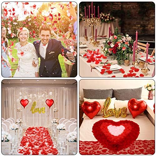 Dia dos Namorados Decorações de casamento vermelho Pétalas artificiais Coração Amor papel alumínio