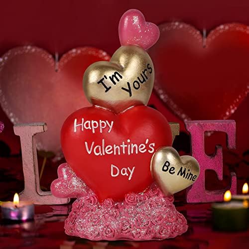 Dr.Dudu Decorações de mesa do Dia dos Namorados, resina Red Hearts Tabel Figurines, Romântico Decoração