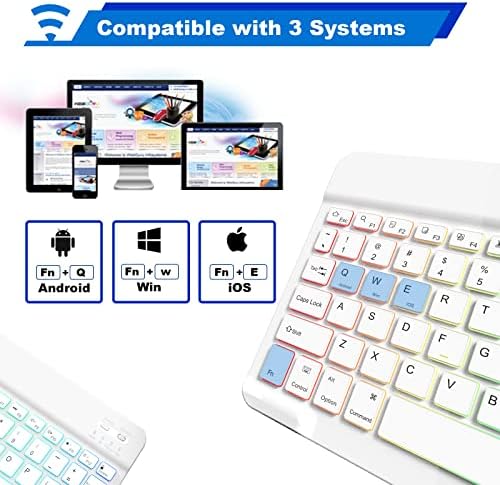 Dolpking sem fio illitado no teclado Bluetooth, atualize 7 cores do teclado recarregável do arco -íris