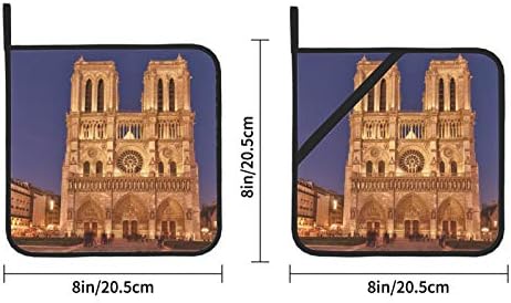 Holy Notre Dame de Paris Sign Paisagem Hot Pad Ponto Resistente a Calor Potes com bolsos 2 PCs Pote de