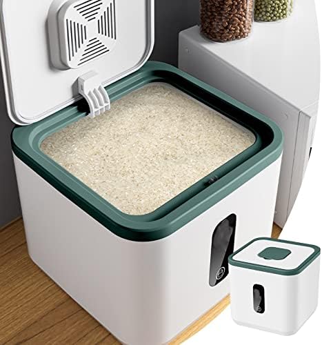 Dispensador de arroz de ar -rice bzdzmqm com capa, balde de arroz de lidra automático, recipiente
