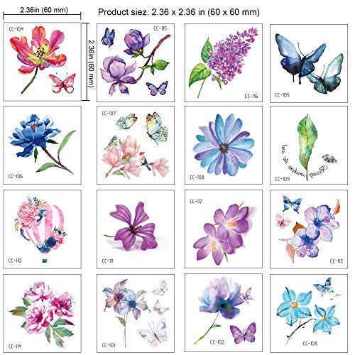 Konsait 50heet Flower Tattoos temporários para mulheres adolescentes meninas, minúsculo tatuário temporário