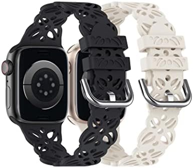 Wearlizer 2 embalagem fina de recutas de renda floral compatível com Apple Watch Relógio 42/44/45/49mm