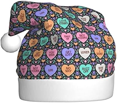 Anti Valentines Cross Stitch Black Papai Noel para adultos, grande chapéu de Natal confortável Traje de Halloween