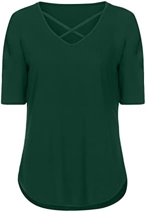 Camiseta feminina verão outono de manga curta 2023 v pescoço algodão casual flare sino inferior
