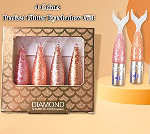 MySense 4 Cores Glitter Glitter Eyeliner, Liquid Diamond Mermaid Stick Stick