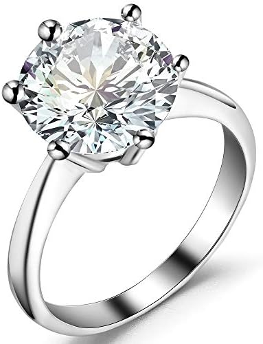 Jude Jewellers Aço inoxidável 1 a 4 quilates Cubic Zircon simulado diamante solitário anel de noivado de casamento
