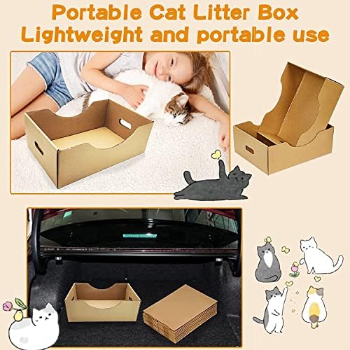Pinvnby 10 PCs Caixas de areia descartáveis ​​para gatos Transmíveis de papel de papel de gato