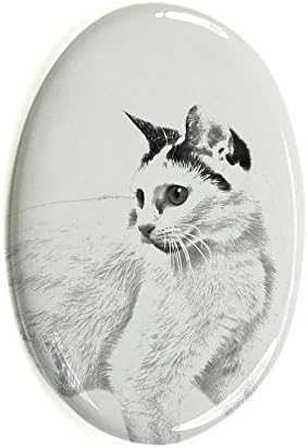 Art Dog Ltd. Bobtail japonês, lápide oval de azulejo de cerâmica com uma imagem de um gato