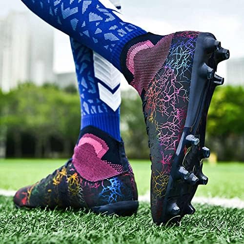 Esxged Womens Fashion High Top Top Leve Futebol Cleats Sapatos Mens Botas de Futebol Comffy SPIKES Sapatos Treinando Tênis Esportivos ao ar livre/interior atléticos