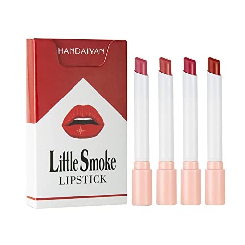 4 Cores Matte Cigarette Lipstick Pack Conjunto, bálsamo de mancha labial colorida com duração de 24 horas com