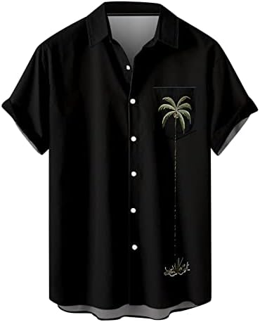 Hawaiin Shirt Button Men, Button de manga curta retro masculina camisetas de boliche clássicas dos anos 80