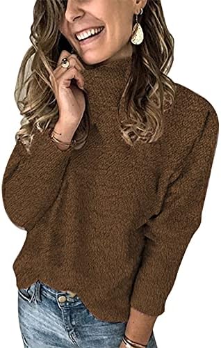 Camisolas leves para mulheres de lã casual Turtleneck suéter de pulôver inverno