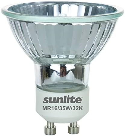 Sunlite 03232 -su halogen mr16 lâmpada refletor, 35 watts, 200 lúmens, Twist & Lock GU10 Base, 120 volts, Dimmable, 32k - branco quente