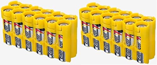 Storacell por PowerPax AA Battery Storage Container - segura 12 baterias, amarelo